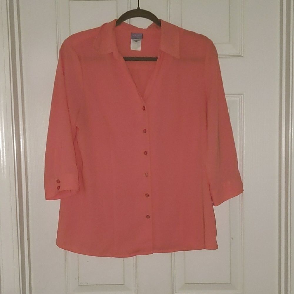 Laura Scott peach color blouse Sz LP